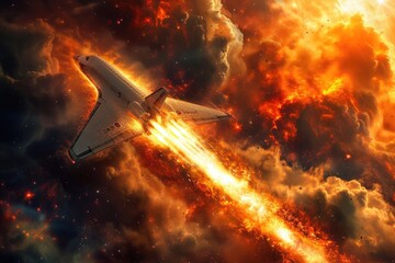 Obraz premium Astral Plunge: Space Plane's Dramatic Descent