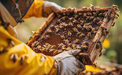 Intricate Care: Beekeeper at Work - Powered by Adobe