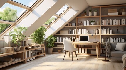 Obraz premium Design a wellness-centric home office with a yoga space and natural light optimization