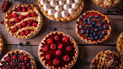 Home desserts, bakery, pies, sweets, top view, berries, banner, background