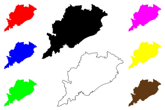 Odisha (States and union territories of India, Federated states, Republic of India) map vector illustration, scribble sketch Orissa (Utkala) state map