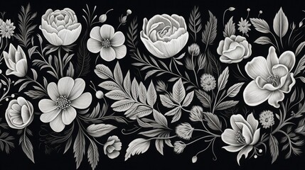 Black and white floral background