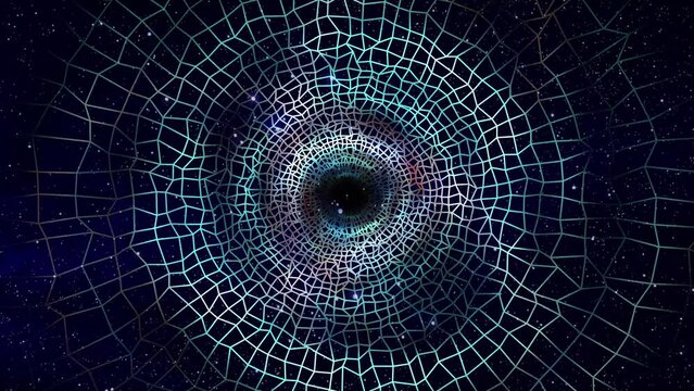 Vis&atilde;o art&iacute;stica de uma viagem atrav&eacute;s de um buraco de minhoca