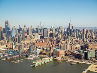 Midtown Manhattan seen from an helicopter ride over Hudson River