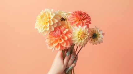 A Hand Holding Colorful Blooms