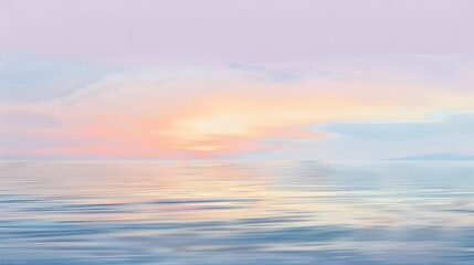 Dreamy sunset over a calm ocean with pastel hues