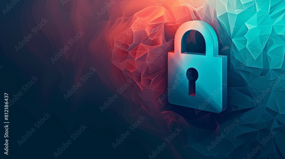 Poster cybersecurity flat design side view protection theme water color complementary color scheme