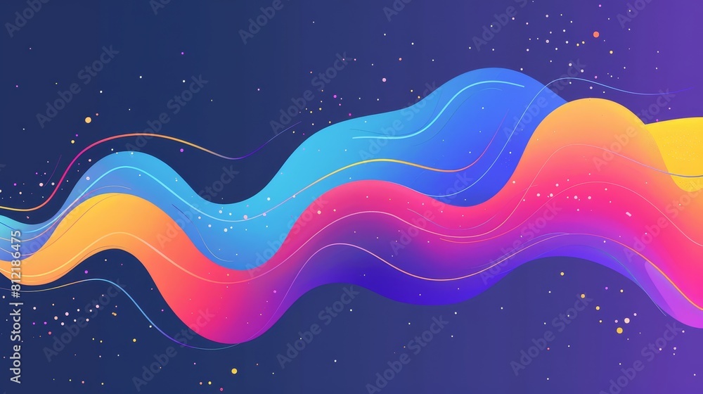 Poster data stream flat design side view internet traffic theme water color triadic color scheme