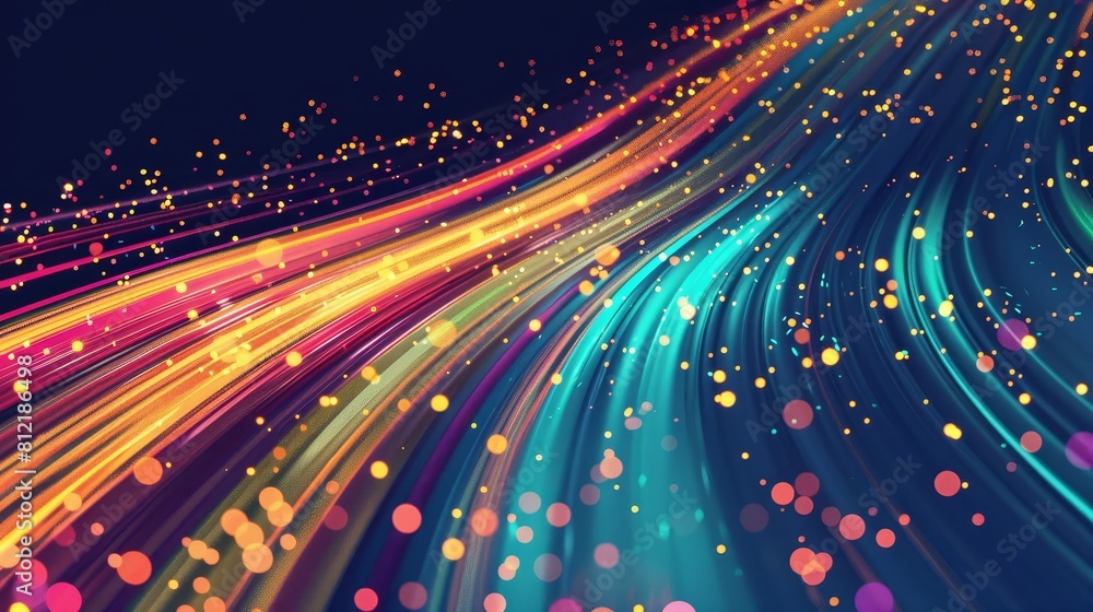 Poster data stream flat design side view internet traffic theme water color triadic color scheme
