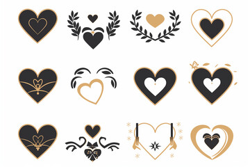Customize wedding invitations with elegant heart vector icons. Set of love symbols isolated