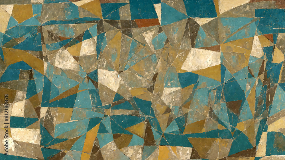 Poster texture of abstract multi-colored geometric shapes. abstraction. painting.