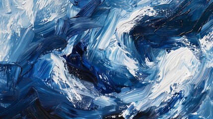 Bold Blue and White Abstract Oil Painting background
