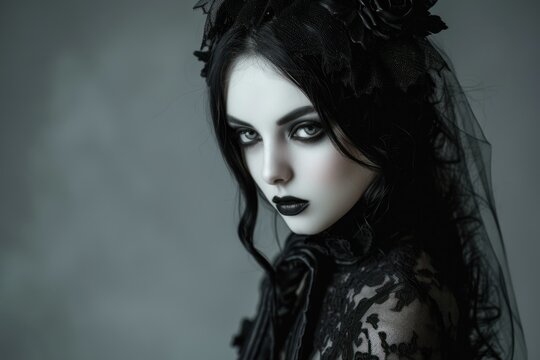 Expressive Beautiful goth girl. Mystery little girl. Generate ai
