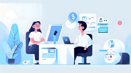 Fototapeta premium Illustration of a Director of Accounting managing budgets and preparing financial statements
