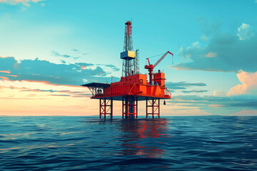 Oil and gas industry rig. Drilling platform in the sea.