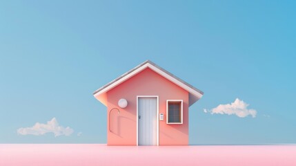 Naklejka premium A house is on a table with a pink and green background