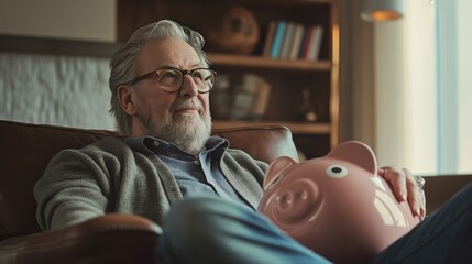 the sense of security and comfort that comes from having a financial cushion, the piggy bank, in the relaxed setting of a retiree’s home. 