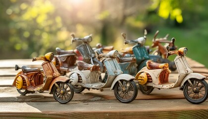 Collected old classic miniature figure bikes
