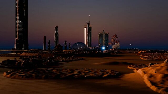 3D illustration of a space station deep in space. An intermediate post at the Hypergate.
