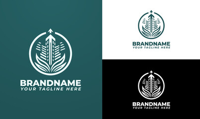 Eco-Friendly Real Estate Logo with Building and Leaves Design