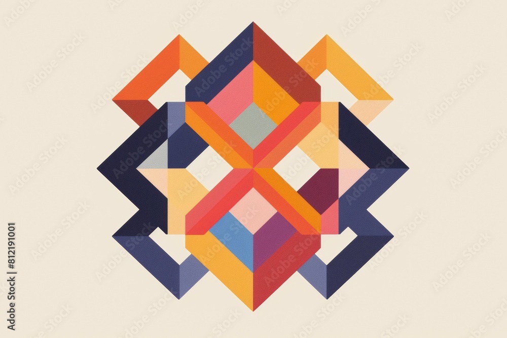 Poster a colorful abstract design with squares and triangles. risograph effect, trendy riso style
