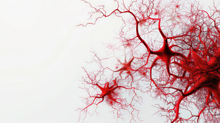 Crimson Synapses: Abstract 3D Neuron Artworks. Generative AI