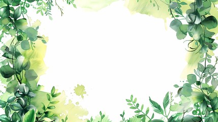 Naklejka premium A fresh leafy frame with a serene watercolor touch
