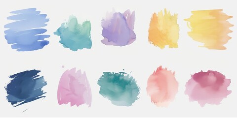 Set of watercolor brush strokes. Vector illustration. © Kamonwan
