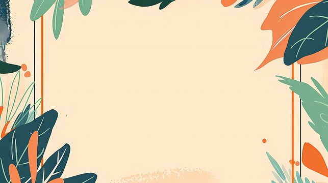 Tropical leaves frame a serene pastel hued backdrop