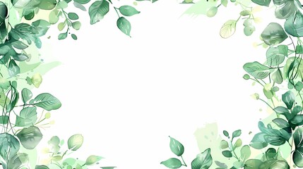Leafy green frame with a fresh nature inspired design on a white background
