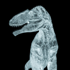 giganotosaurus is standing up on white background close up cool view © DM7