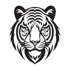 Tiger vector black and white cartoon character design collection. White background. Pets, Animals.