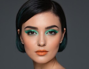 Fototapeta premium a close up of a woman s face with short hair