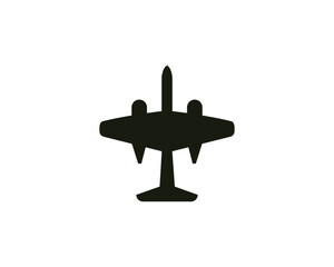 Plane icon. Airport sign. Black airplane silhouette