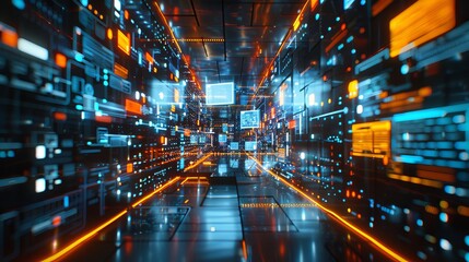 Fototapeta premium Creating a 3D rendering for a digital media concept involves visualizing digital content and its interaction with various digital devices or platforms.