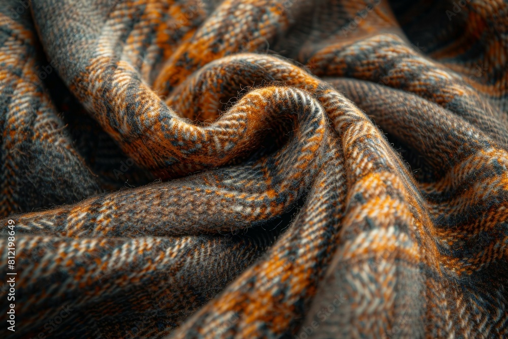 Poster a piece of fabric with a checkered pattern and a brown and gray color