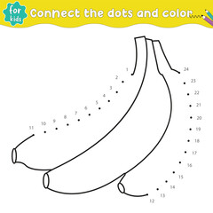 Fototapeta premium dot to dot banana coloring activity page and Educational Game for Kids 