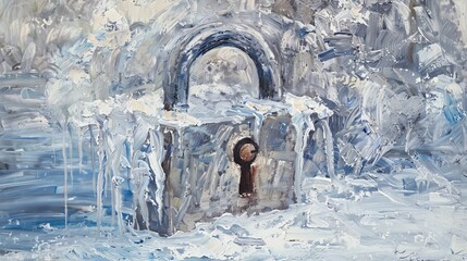 Frozen waterfall encasing a padlock - interpreting winter's chill in art