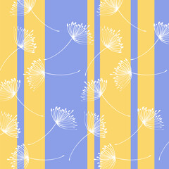 Delicate Dandelion Background with Yellow and Purple Stripes