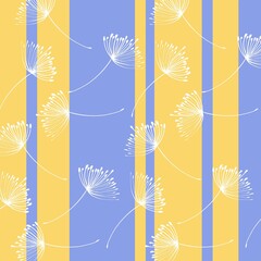 Delicate Dandelion Background with Yellow and Purple Stripes