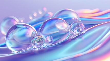 Naklejka premium Iridescent Bubbles on the Background.