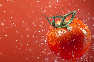 Freshness Explosion: Ripe Tomato in Midair