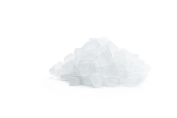 Crystallized sugar pieces isolated on white background