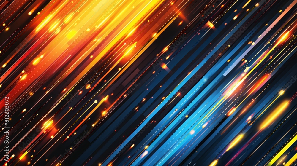 Poster light trails flat design top view high-speed theme animation complementary color scheme