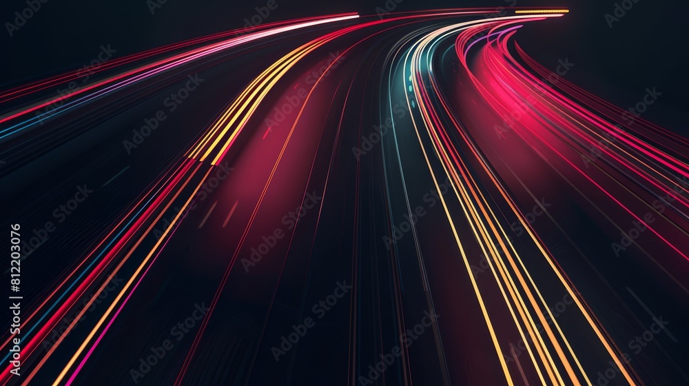 Poster light trails flat design top view high-speed theme animation complementary color scheme