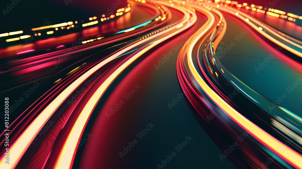 Poster light trails flat design top view high-speed theme animation complementary color scheme