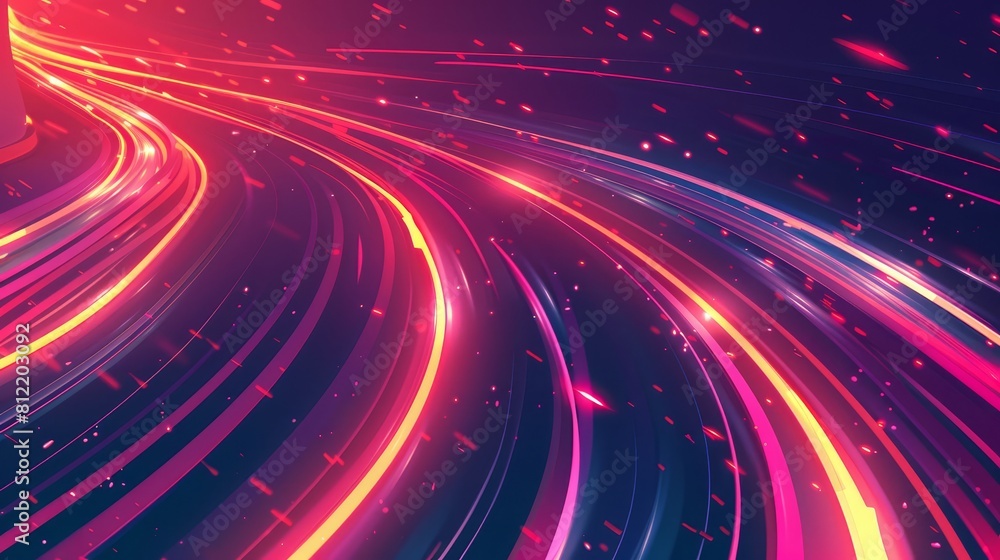 Poster light trails flat design top view high-speed theme animation complementary color scheme