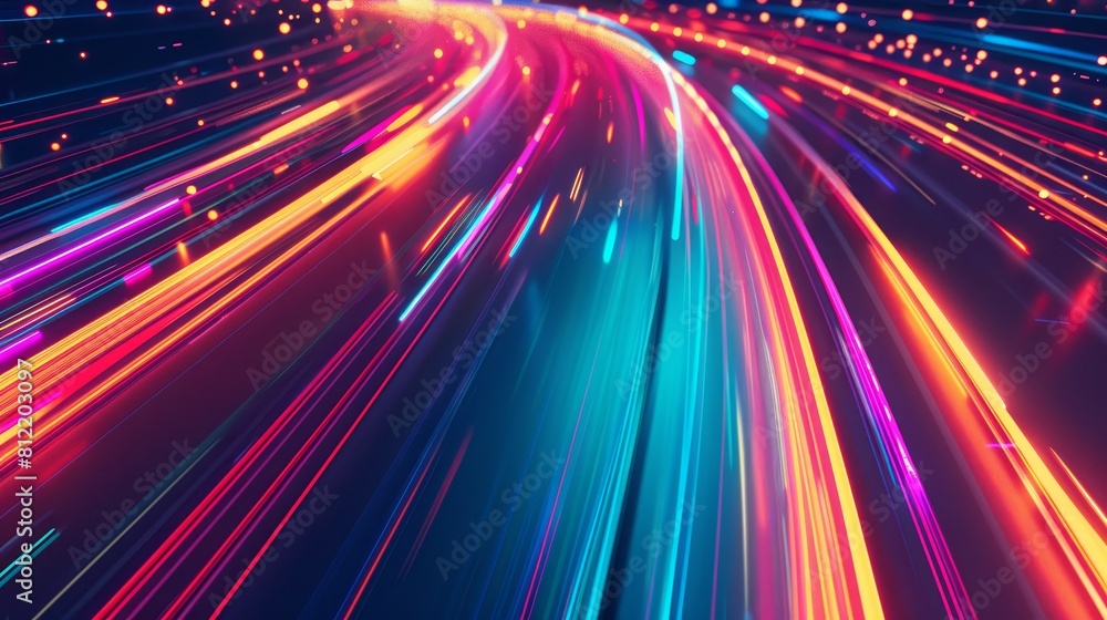 Poster light trails flat design top view high-speed theme animation complementary color scheme