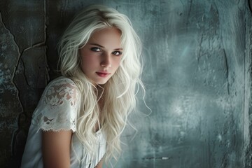 Fototapeta premium Cheerful white female smiling nature. Fun dream. Generate Ai