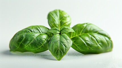 Basil isolated. Basil leaf flat lay on white background.